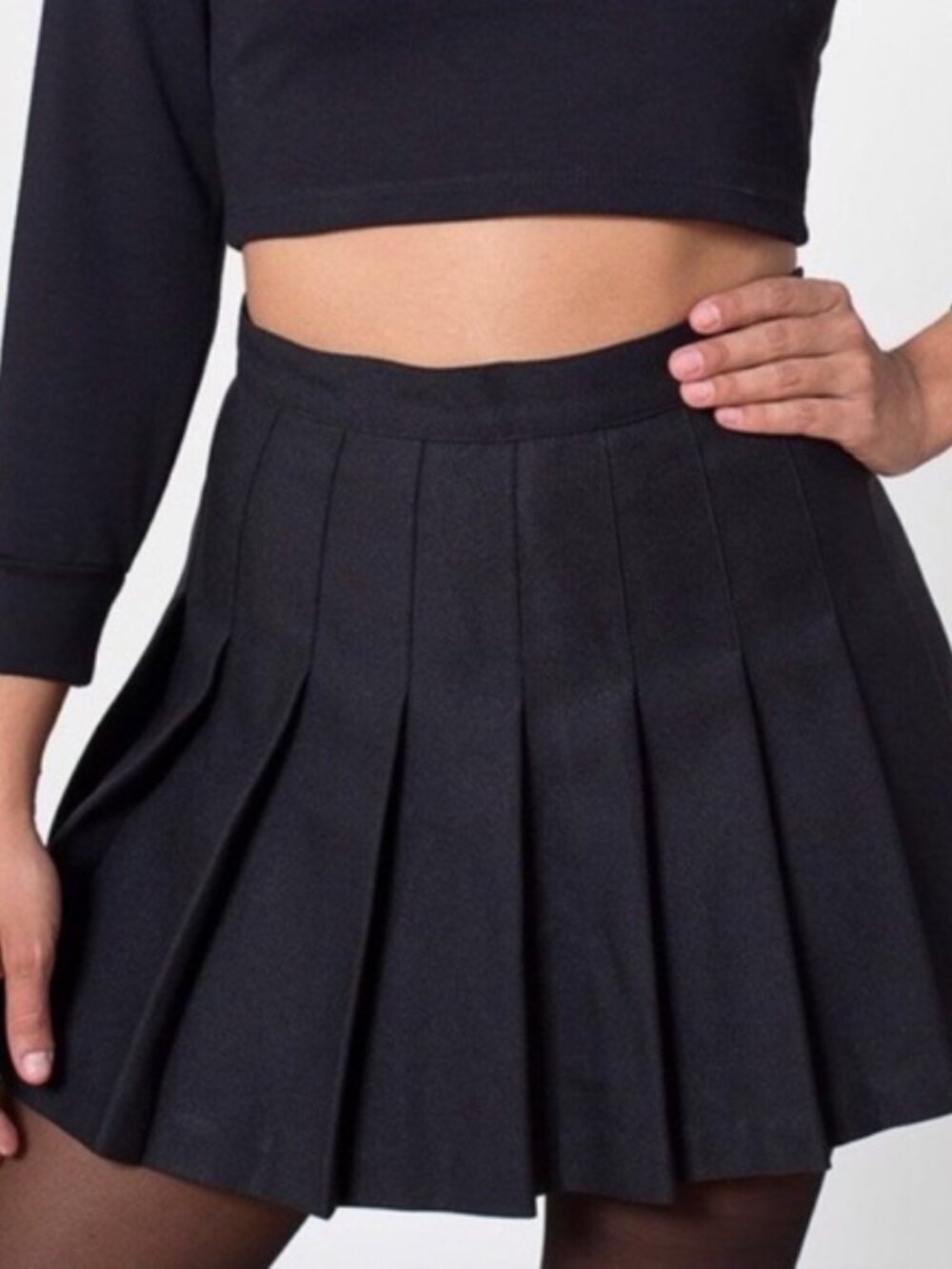 American Apparel Black Pleated Mini Skirt SMALL MEDIUM